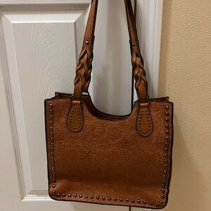 Chic Embossed Tan Tote Bag